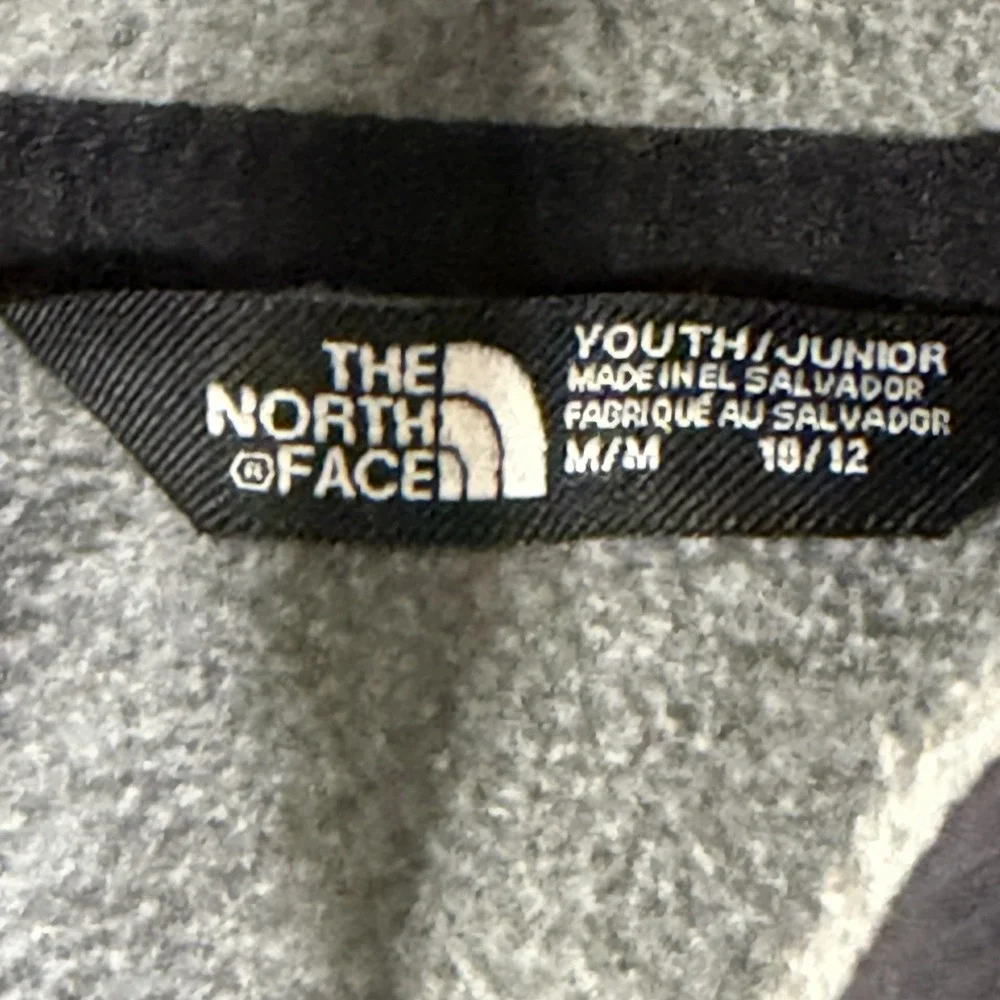 The North Face Boy's Medium 10/12 Slacker Full Zip Fleece Gray Blk Hoodie Jacket
